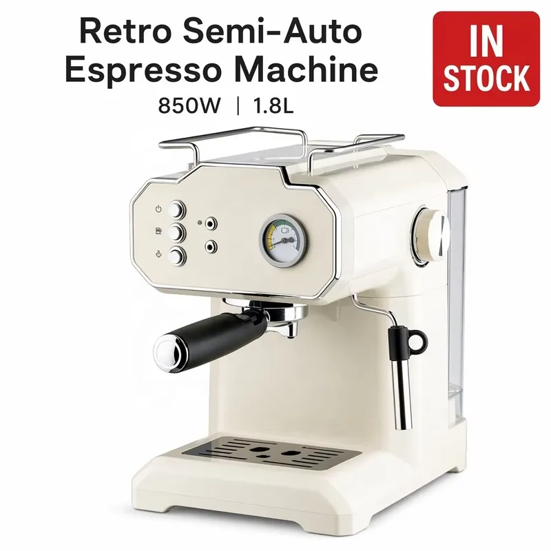 레트로 반자동 에스프레소 머신 850W 1.8L 더블  - Pressure Gauge Espresso 리뷰 및 가격